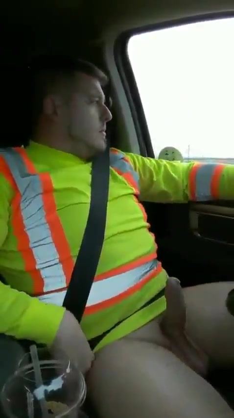 Tradie pig driving and jerking