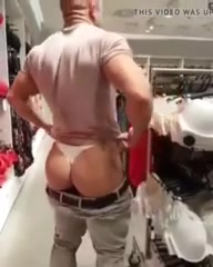 Muscled butt stud went to buy a new thong "for his wife"