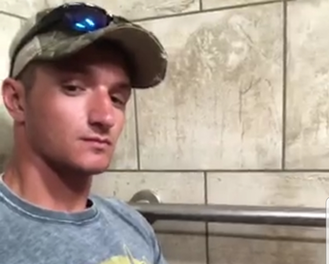 Bathroom Jerk Off: Redneck jerking and cumming… ThisVid.com