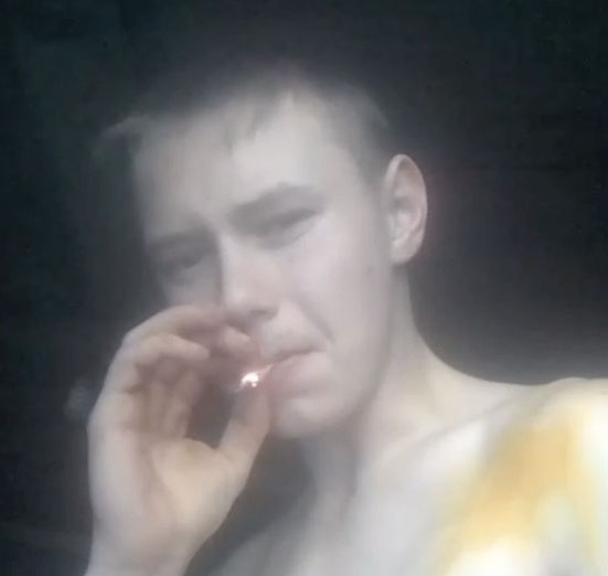 Russian teen smoke cigarette hard