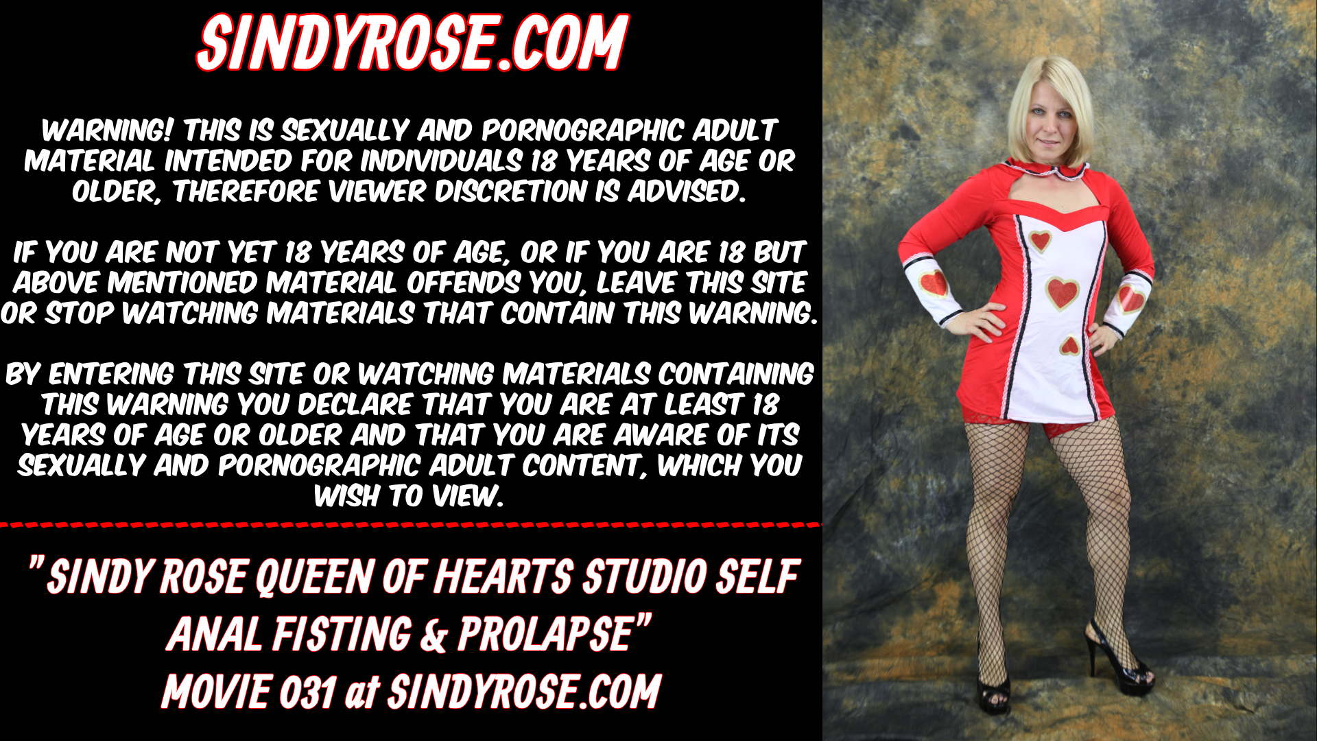 Sindy Rose Queen of Hearts studio self anal fisting and prolapse
