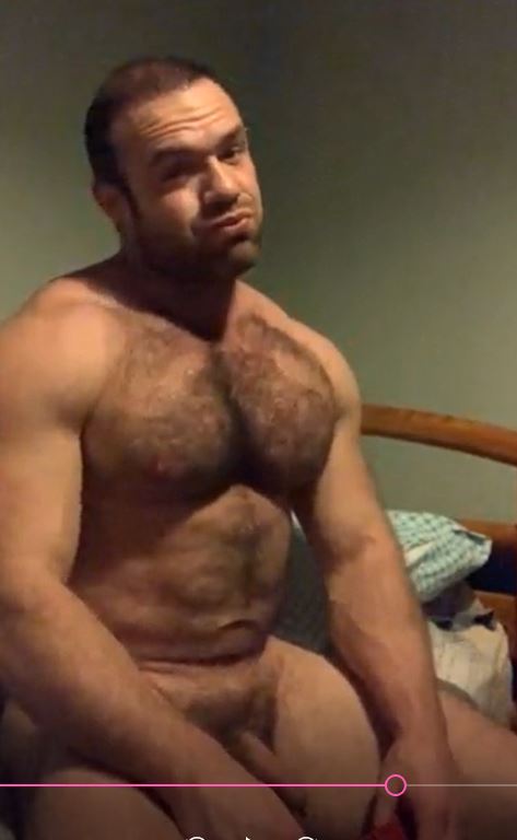 Hairy, HOT muscle bear undresses