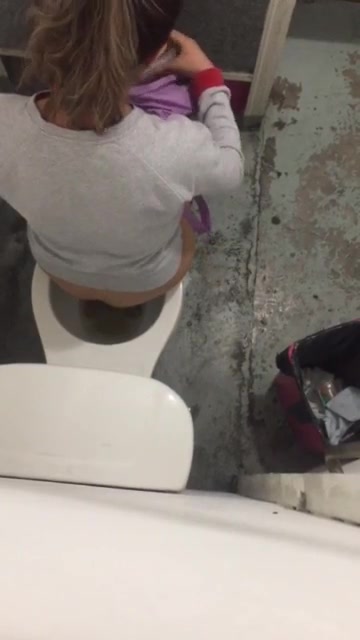 Spy poop public toilet