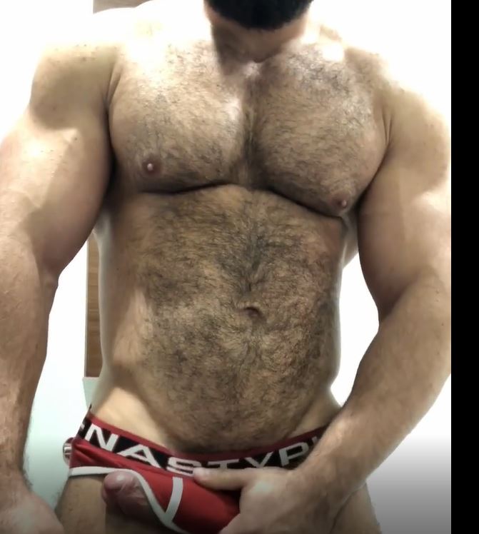 Hairy Nasty Pig muscle dude teases