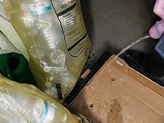 Pissing / marking trash in a cellar
