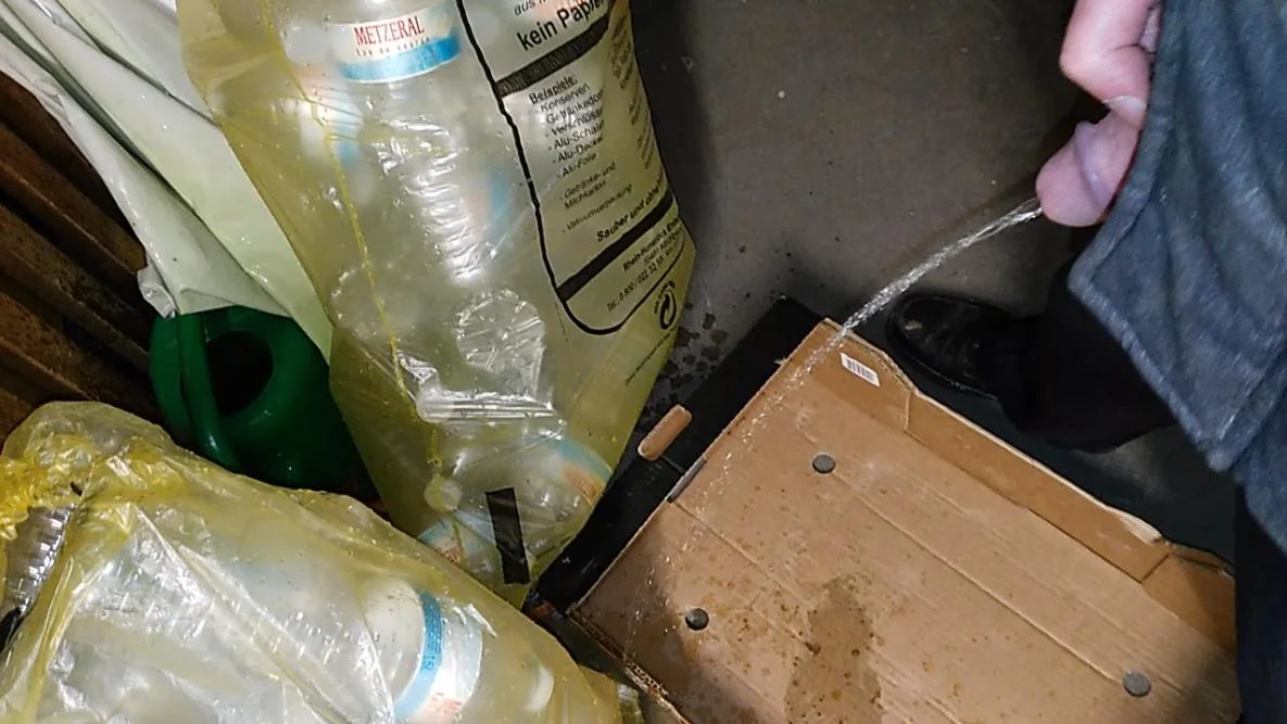 Pissing Marking Trash In A Cellar