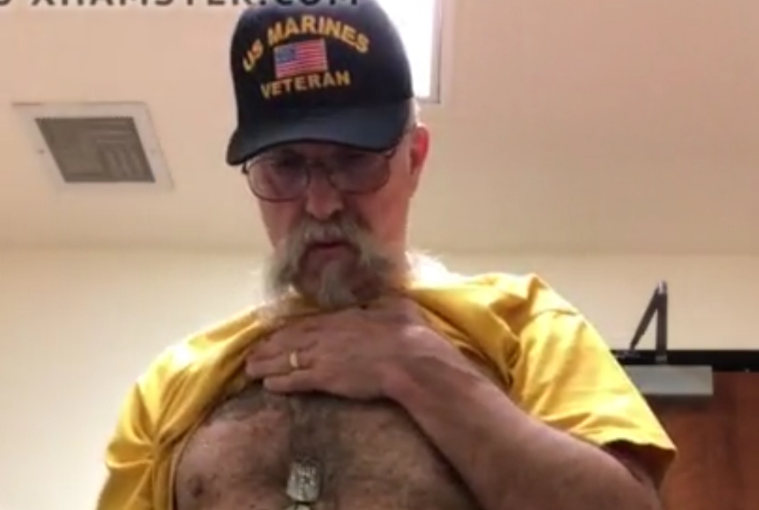 Sexy former marine grandpa jerking off