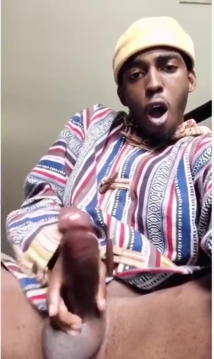 Pretty black guy with big cock jerks off on webcam