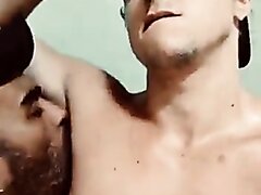 Black sub licks his Redneck Master's armpit