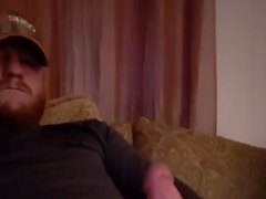 Ginger redneck stroking on the couch