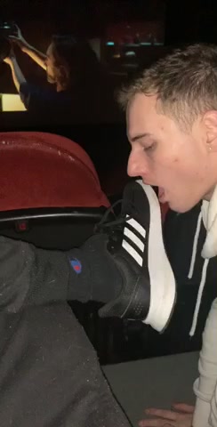 Slave boi licking my shoes in public
