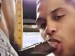 Homie sucks bro's dick in subway