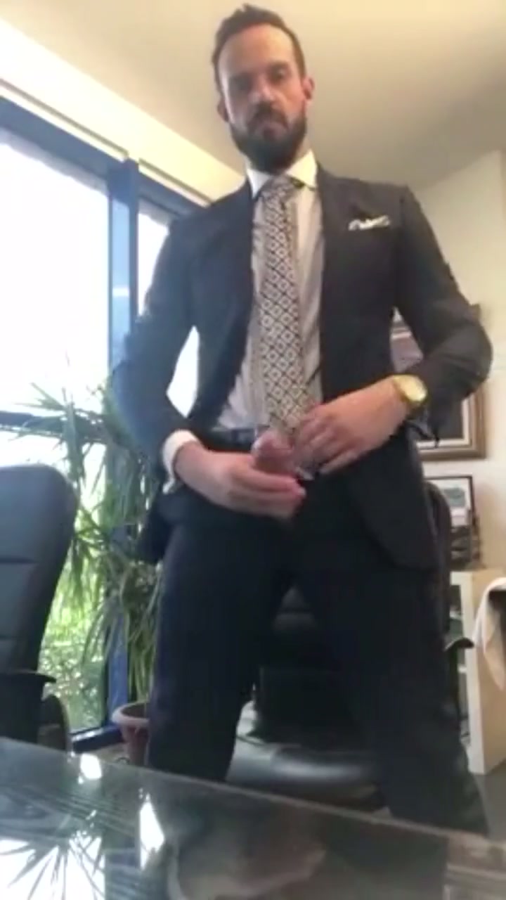 Amazing man masturbates in his office