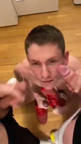 Frat pledge takes cum from brothers