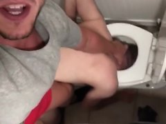Dom Goes Aggro on Fag Toilet