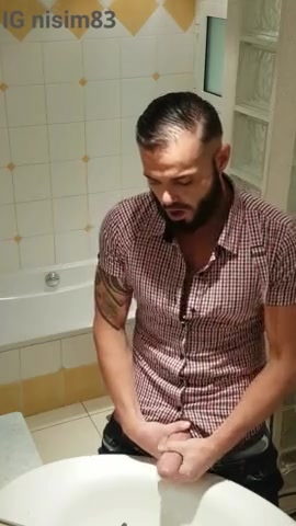 Hot Bearded Dude Cums on Bathroom