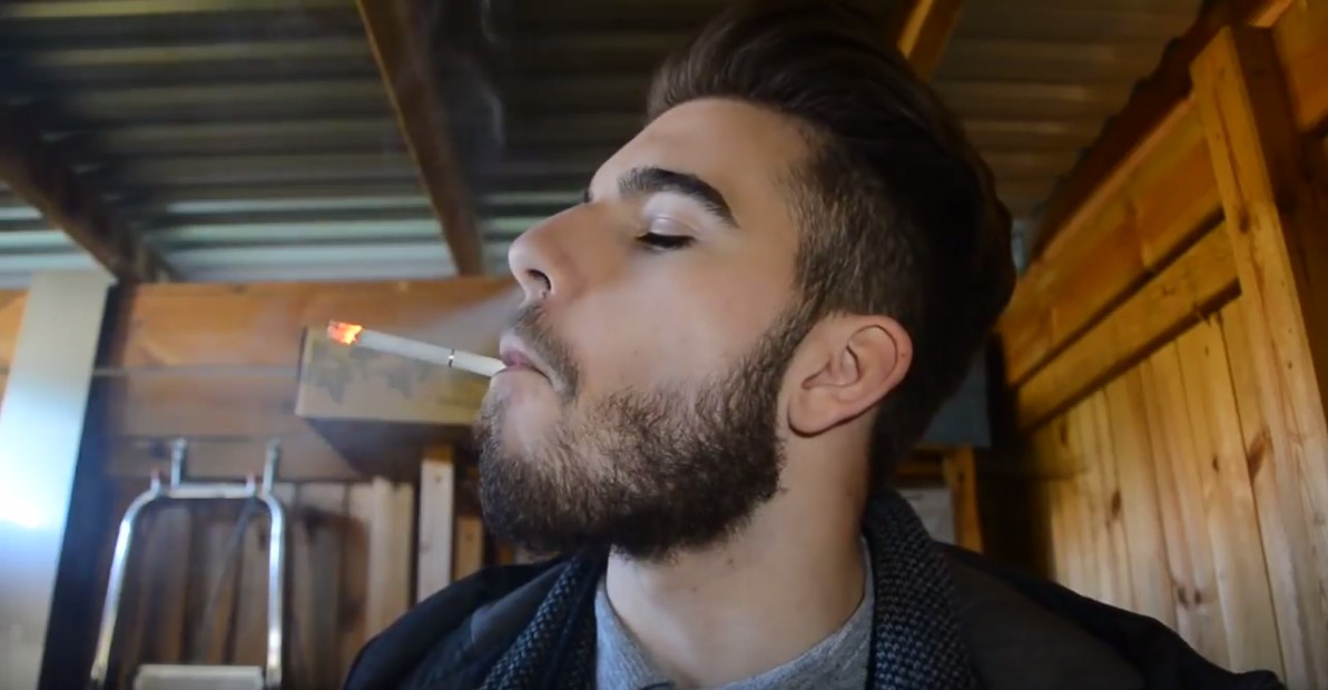 Hot young guy hard smoke