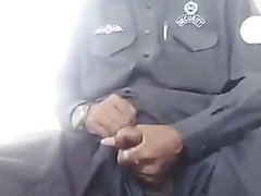 Pakistani security guard cums on duty