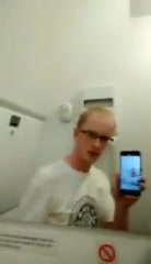 Weird guy wanking in airplane bathroom