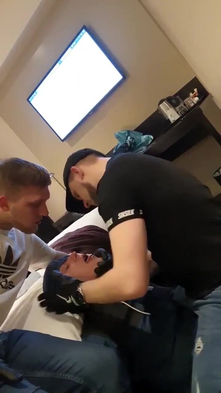 Faggot manhandled by two UK Masters - video 2