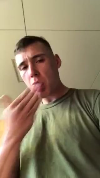 Military bro empties his big balls