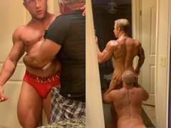 Old man worship and sex with bodybuilder