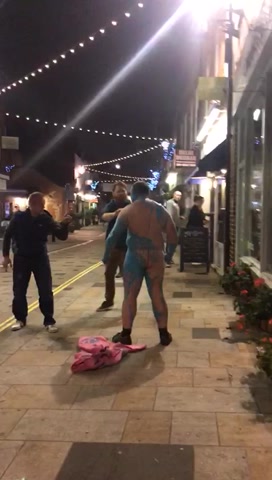 Drunk naked blue man goes on rampage i