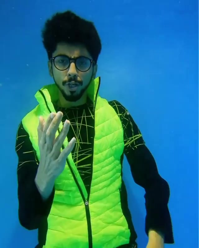 Barefaced indian singing underwater