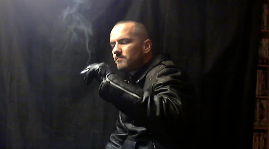 Full Leather Smoking a cigar