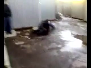 Big Russian thug beating a guy