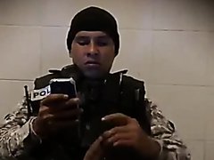 Latino Cop is caught wanking (no cum)