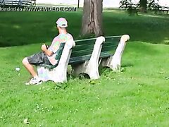 Exposed: Guy caught jerking off in a park.