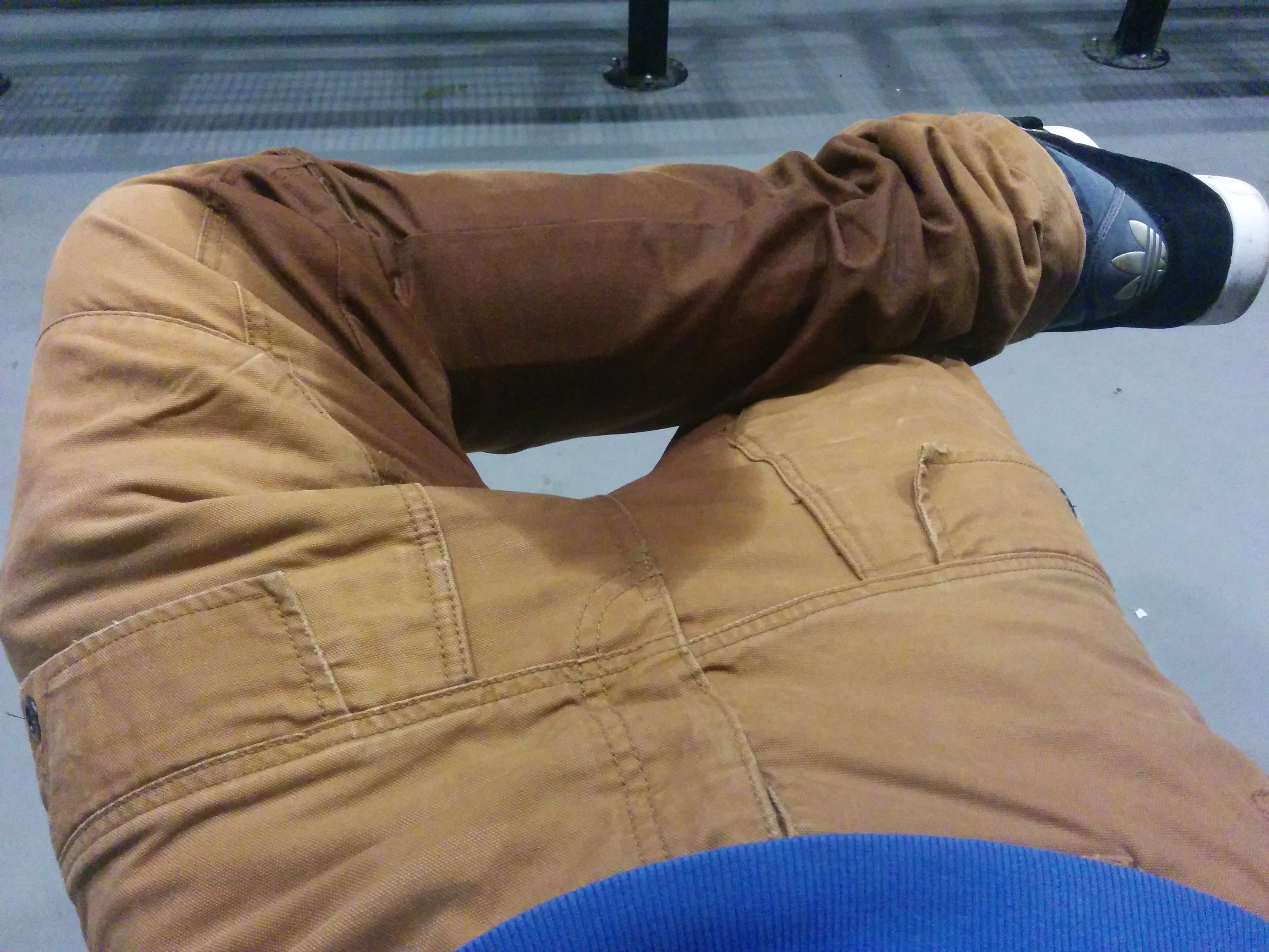 Pissing jeans on train platform