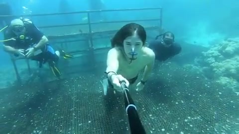 Underwater barefaced arab freediver - video 2