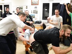French rugby lad drinks cocktail poured in teammate's ass crack