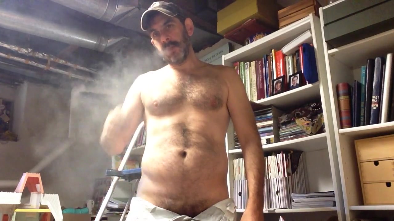Sexy daddy smoking shirtless