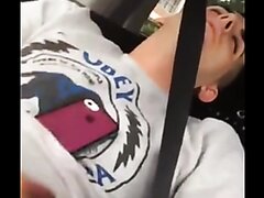 College boy finger-fucked in car by dad cums