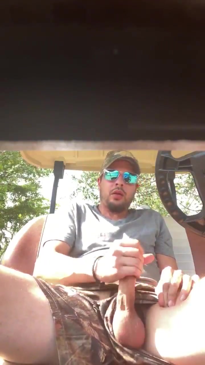 Redneck cum fountain in golf cart