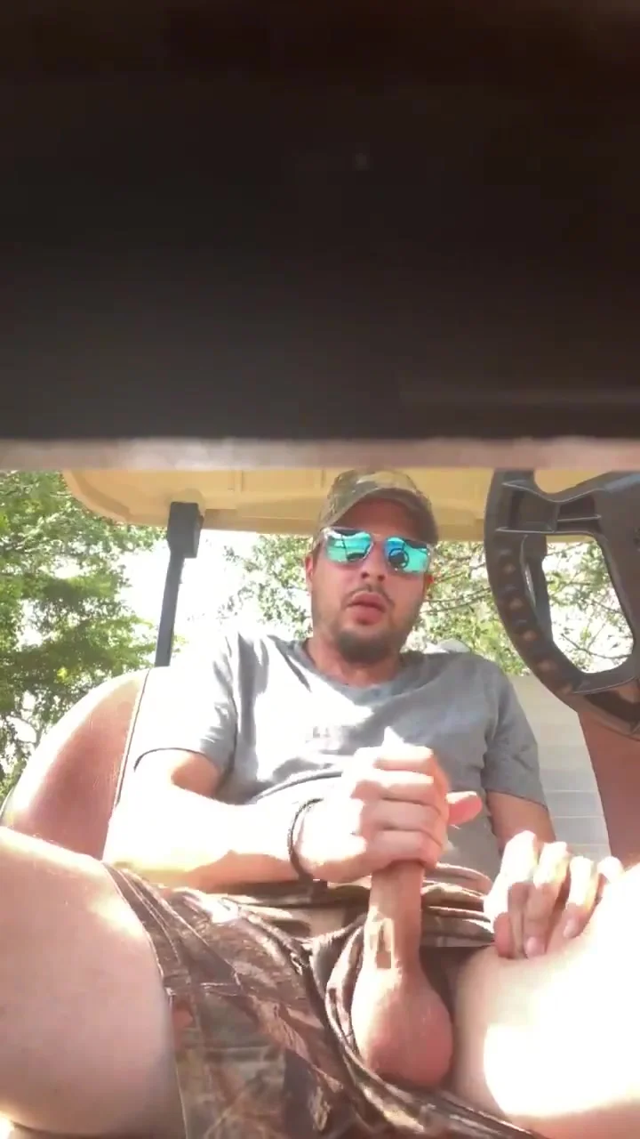 Redneck Redneck cum fountain in golf cart photo