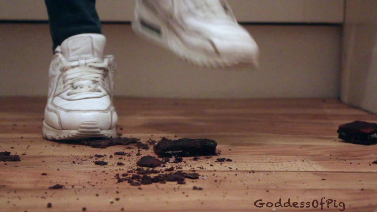 Goddess Stomps On Brownies In White Nike Air Max 90s Sneakers