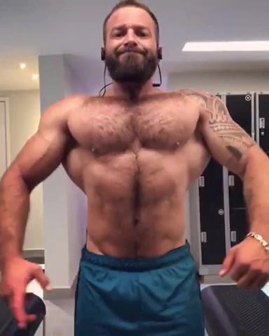 Hairy Muscle Man After Workout