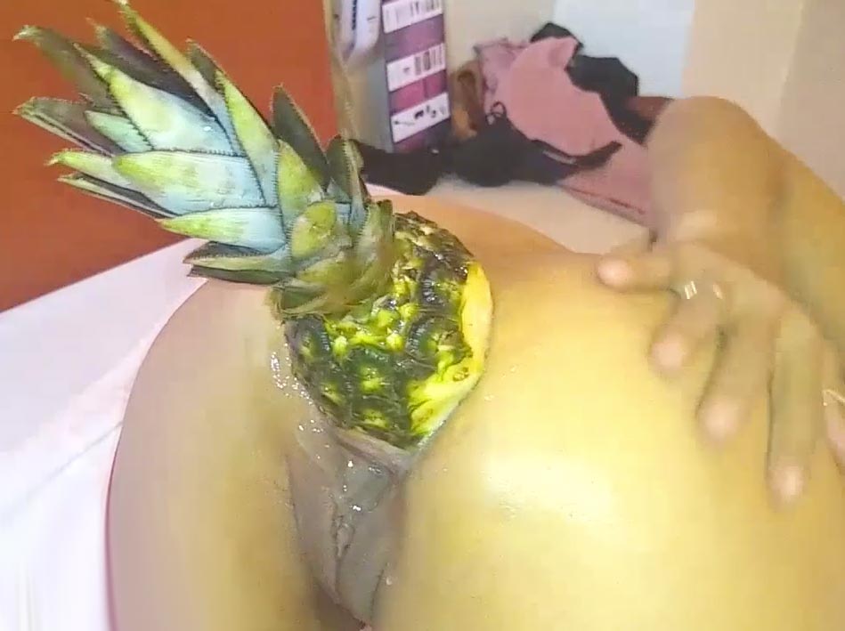 Fucking Her Ass With a Pineapple!!