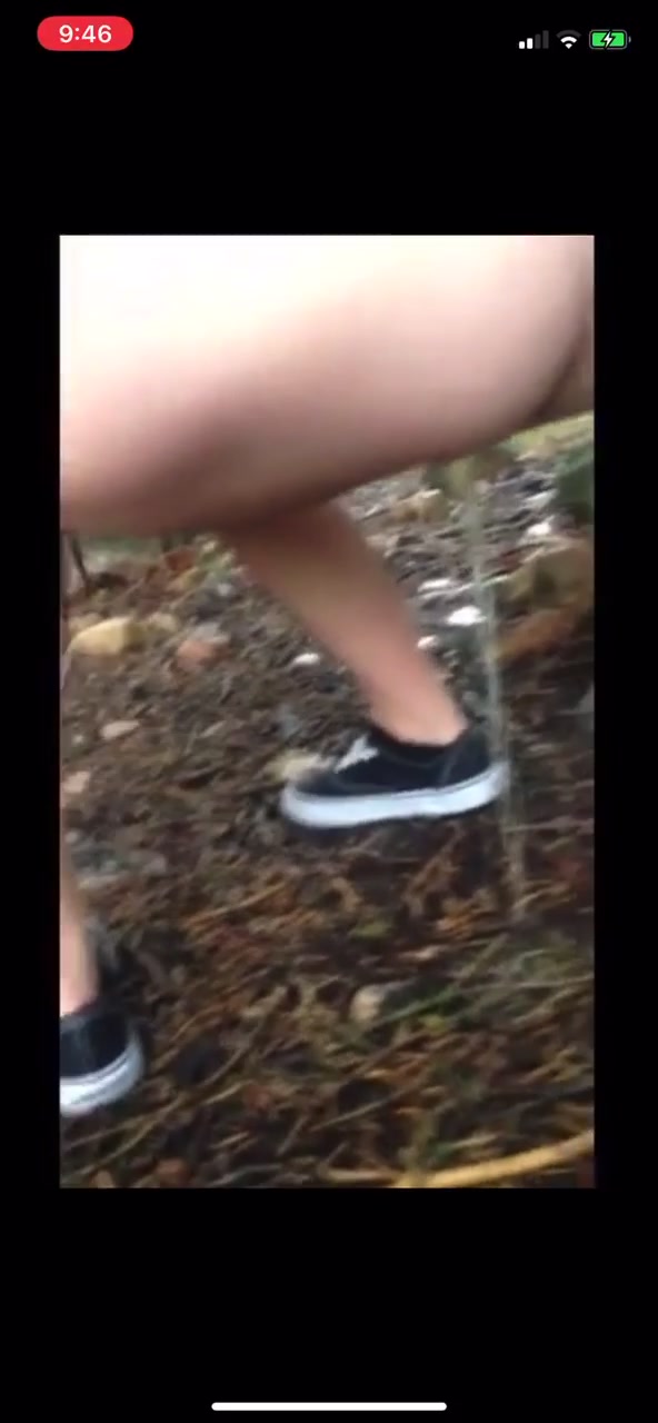 Girl pee in forest