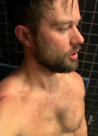 Two Guys in Gym Bathroom