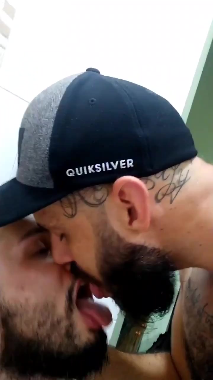 Hot couple kissing and spitting