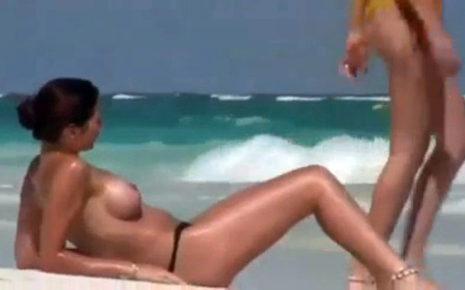 Beautiful naked girls on the nudist beach
