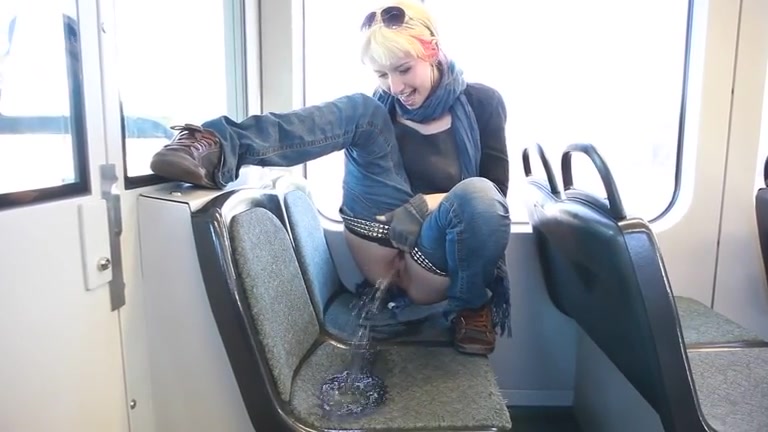 girl pissing in bus