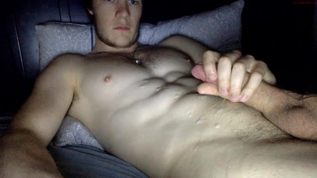 Big dicked, Brit twink cums on his abs