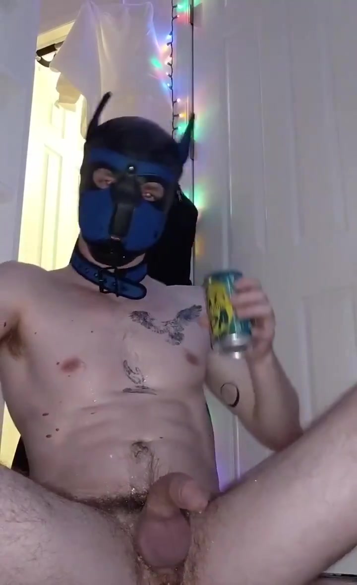 Drinking my own piss w/ puppy play mask