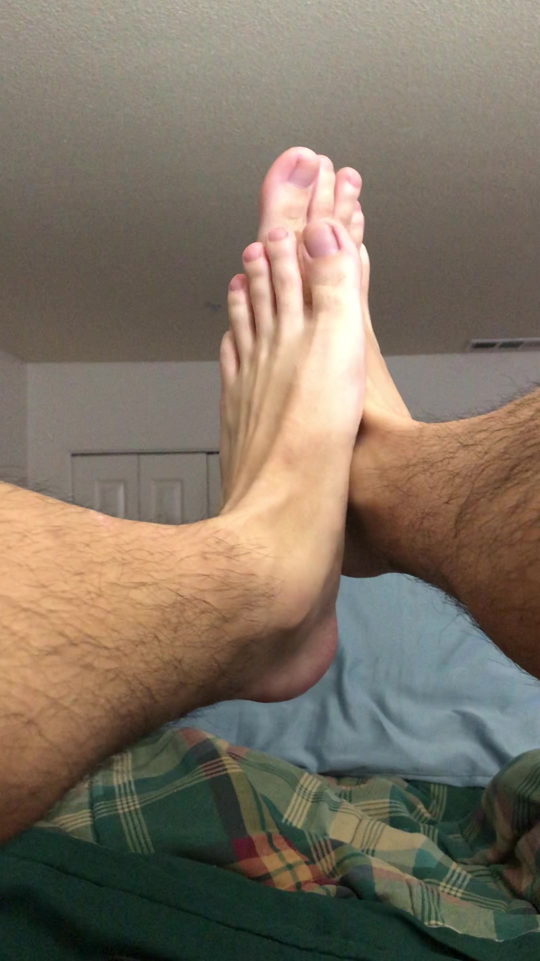 My feet on the bed